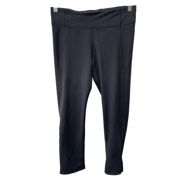 Under Armour Pull On Capri Leggings Size XL Mesh Black Athleisure Sportswear Gym - Picture 1 of 6